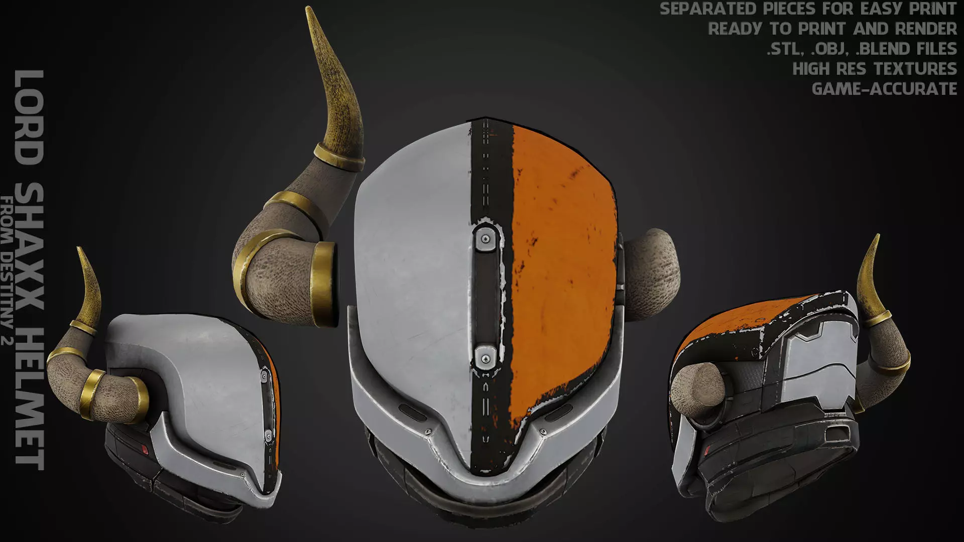 Destiny 2 Lord Shaxx Helmet for Cosplay 3D print model_0