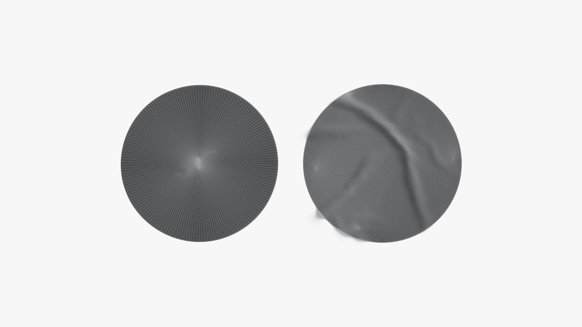 Two Round Stickers - silver flat and crumpled adhesive label Low-poly 3D model_7