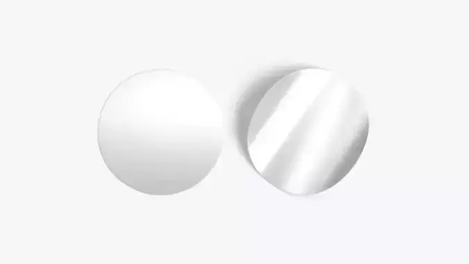 Two Round Stickers - silver smooth and curled corners glued tag