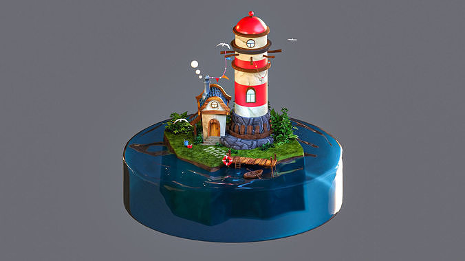 LightHouse Diorama Blender3D lowpoly  Low-poly 3D model