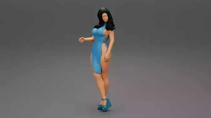 Sexy Woman in Dress Open On The Sides