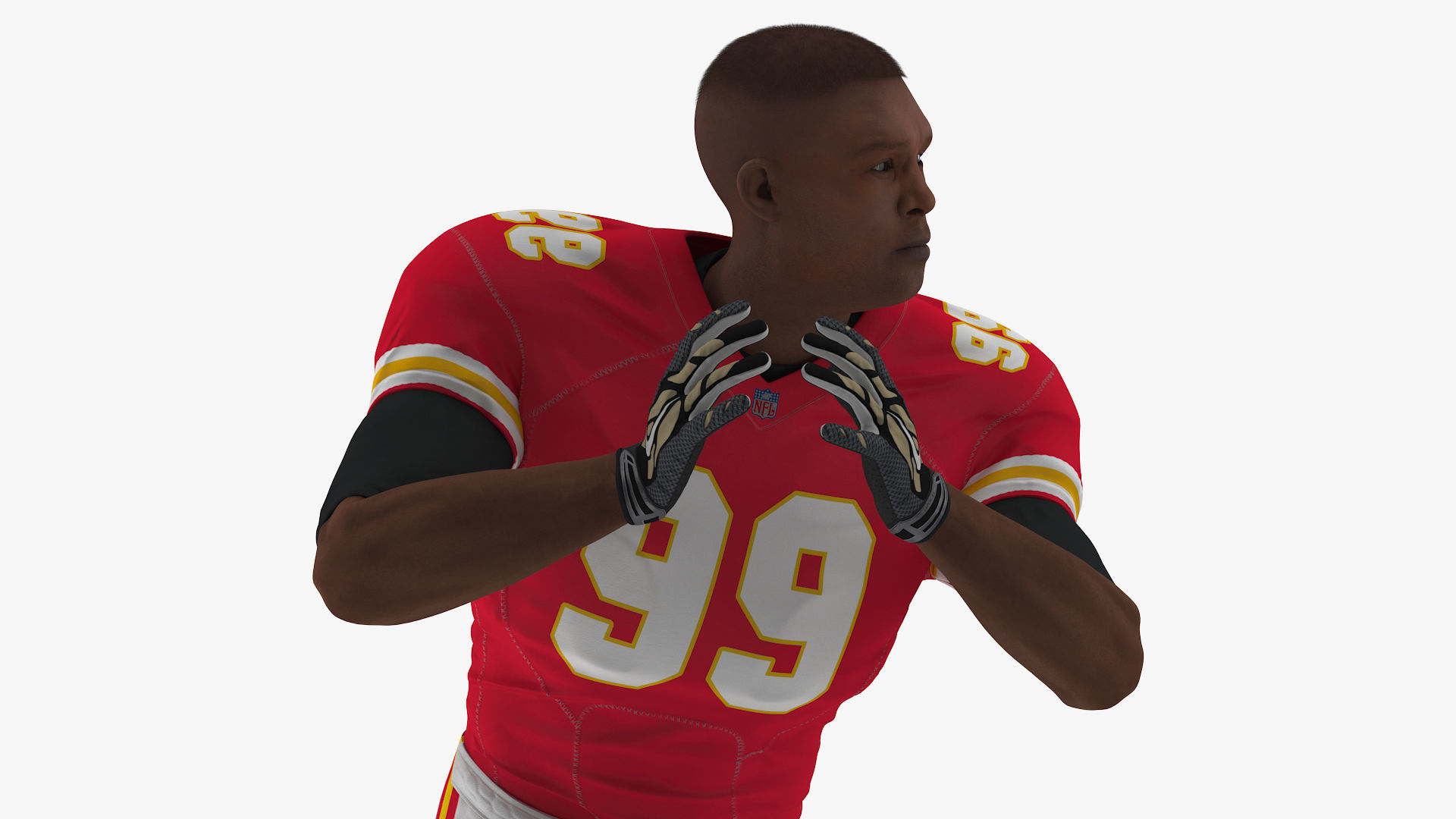 Kansas City Chiefs American Football Player Running The Ball Fur 3D model_11