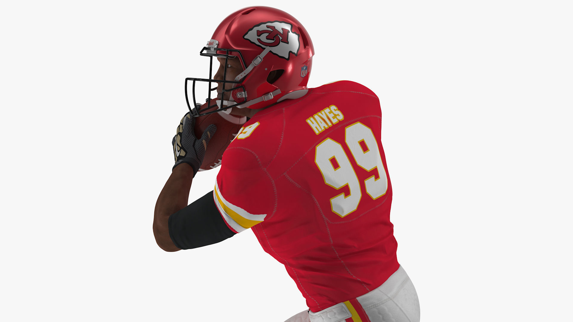 Kansas City Chiefs American Football Player Running The Ball Fur 3D model_6