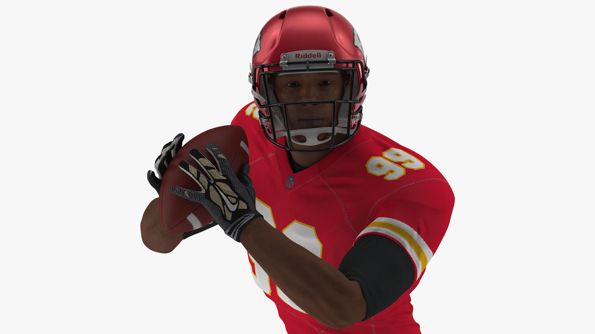 Kansas City Chiefs American Football Player Running The Ball Fur 3D model_9
