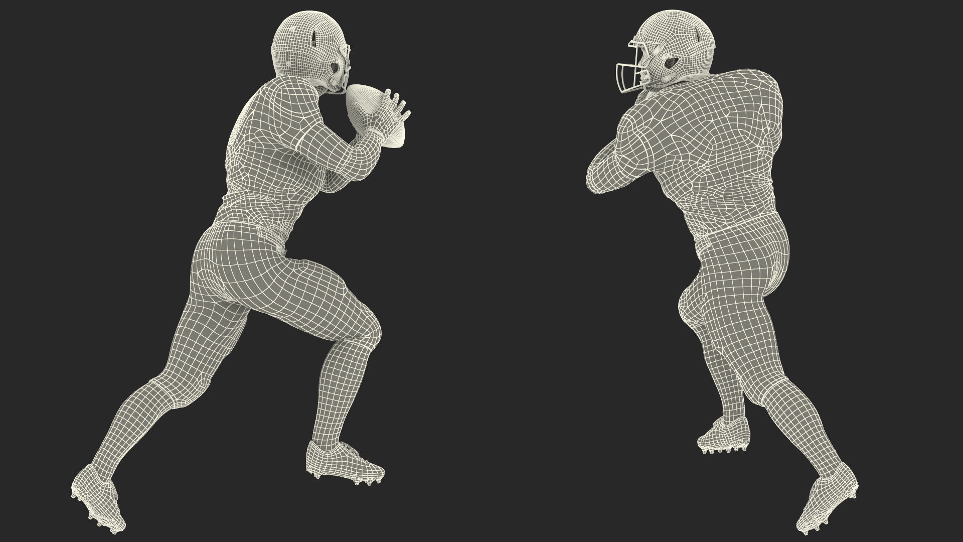 Kansas City Chiefs American Football Player Running The Ball Fur 3D model_21