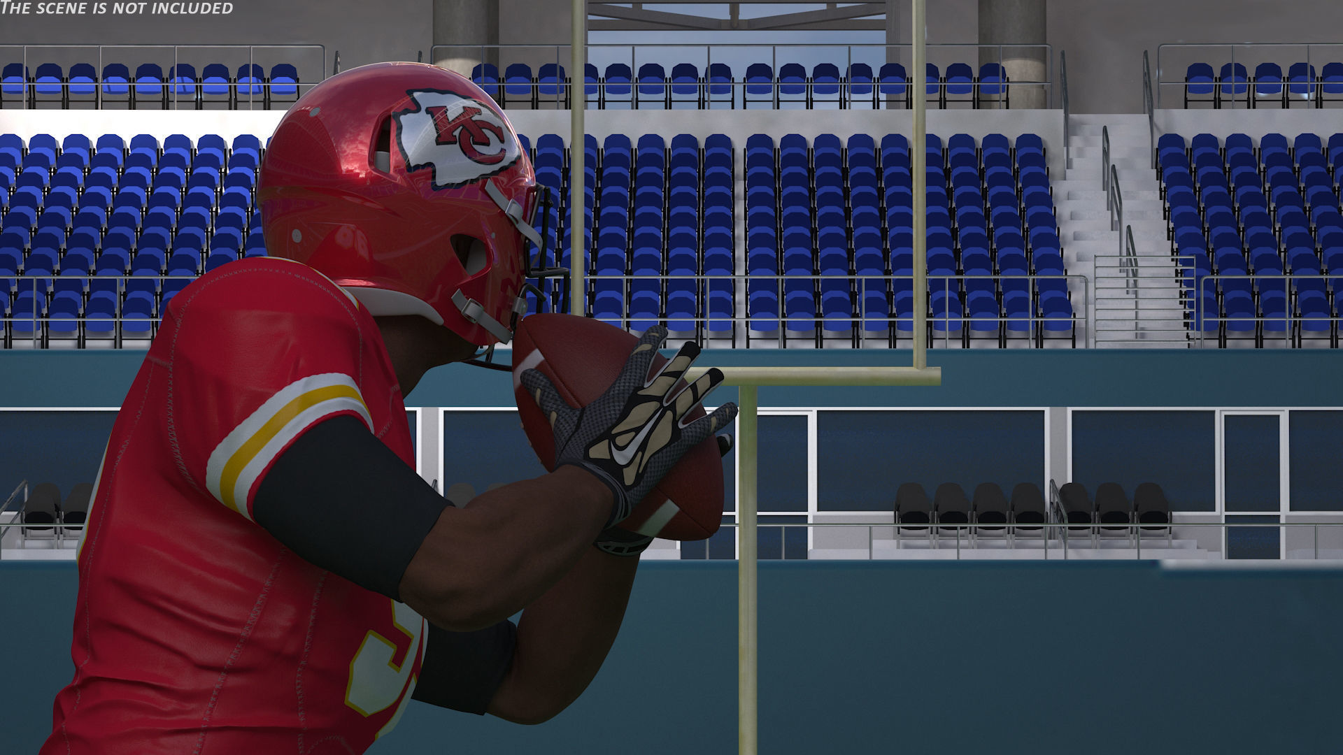Kansas City Chiefs American Football Player Running The Ball Fur 3D model_3