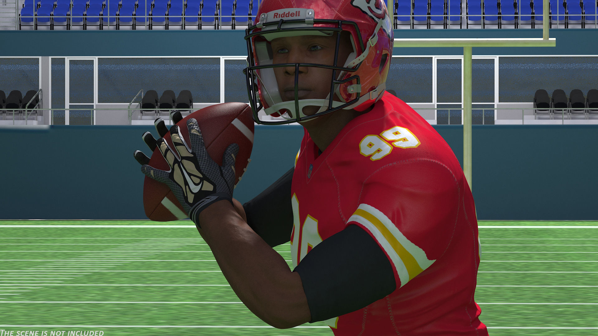 Kansas City Chiefs American Football Player Running The Ball Fur 3D model_2