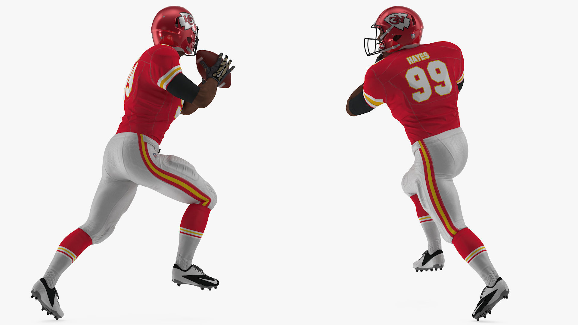 Kansas City Chiefs American Football Player Running The Ball Fur 3D model_5