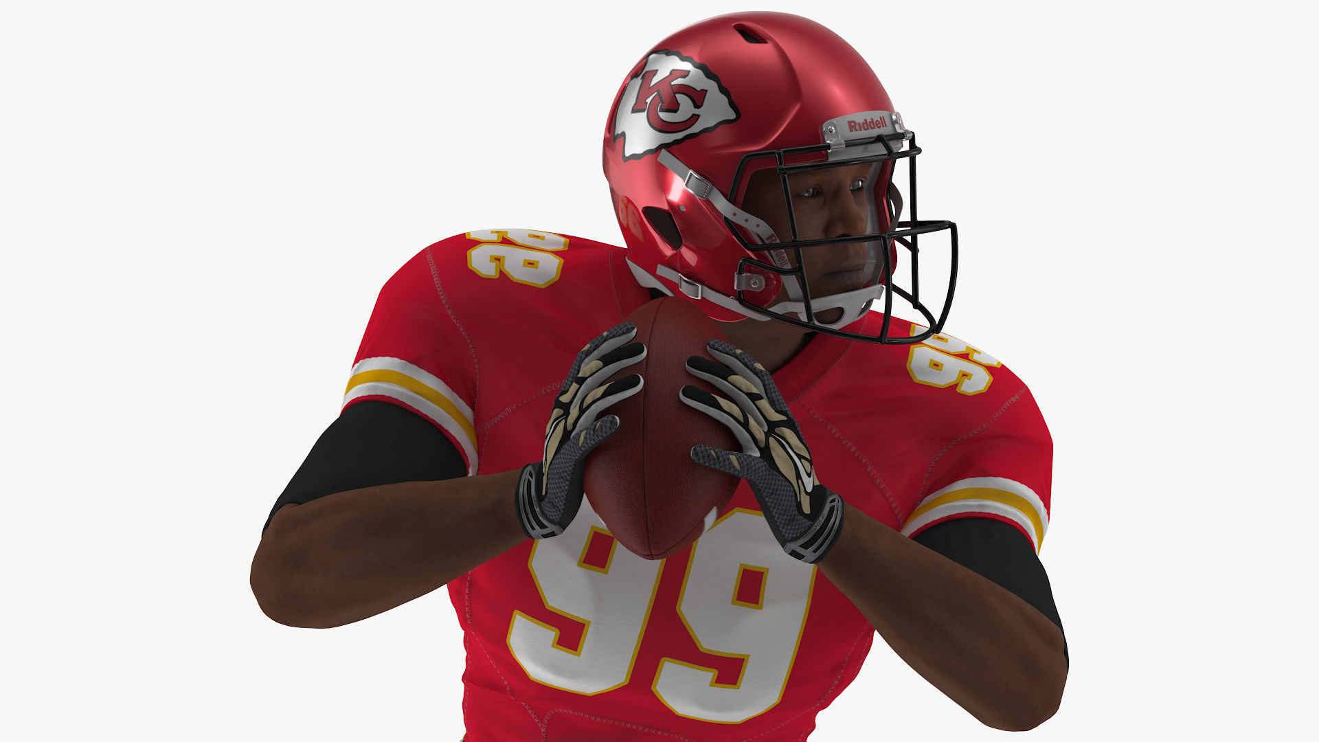 Kansas City Chiefs American Football Player Running The Ball Fur 3D model_10