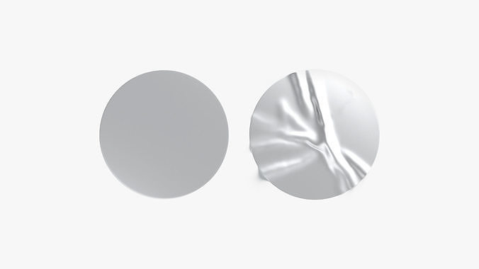  Two Round Stickers - silver smooth and rugose glued label Low-poly 3D model