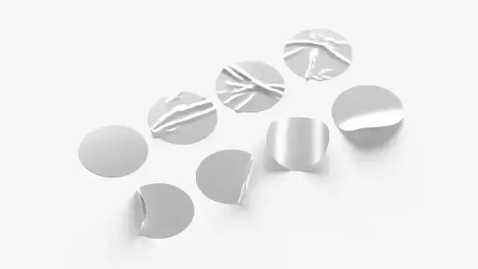 8 Stickers set - silver adhesive sticky labels Low-poly 3D model