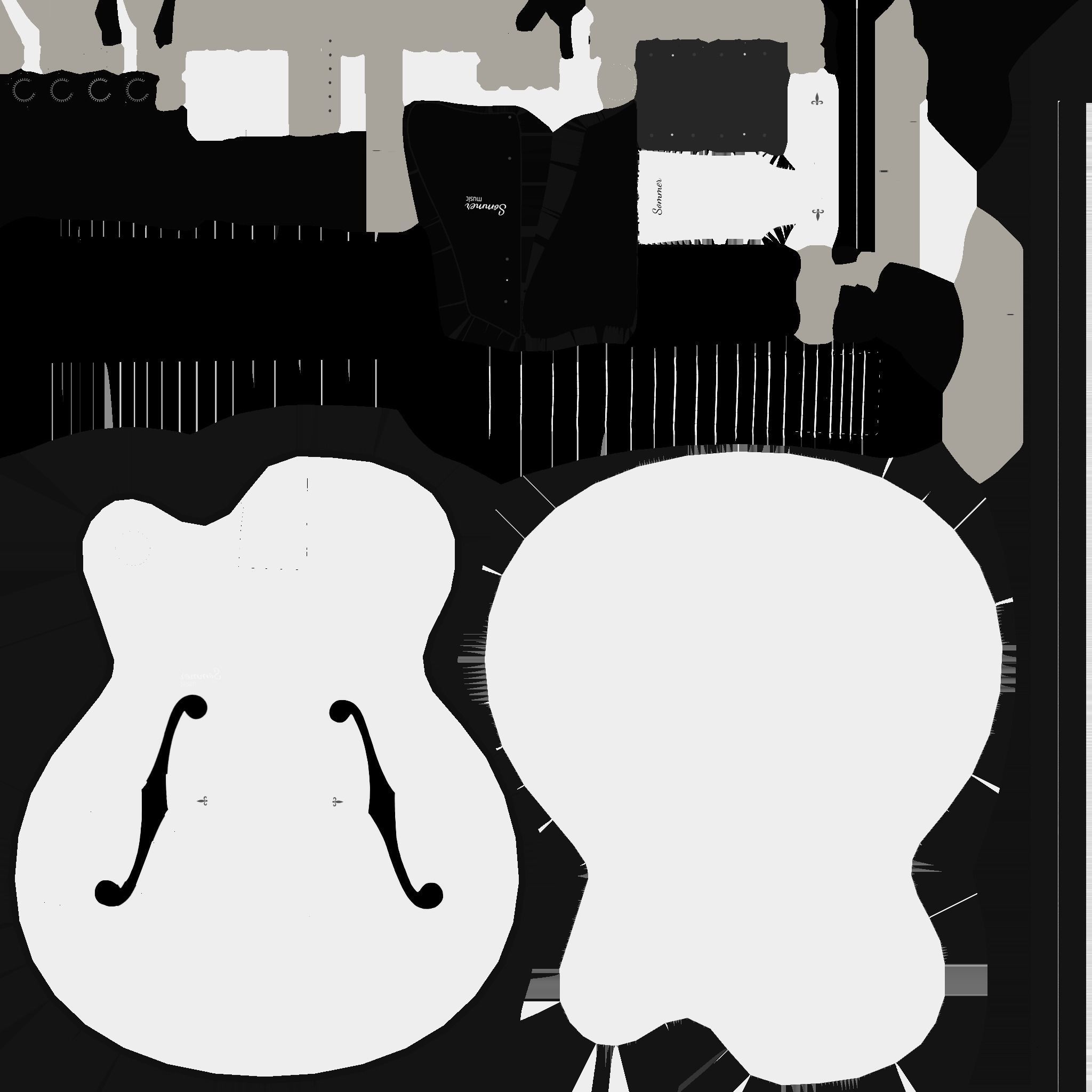 Electric Guitar J02 White - Music Instrument Design Low-poly 3D model_20