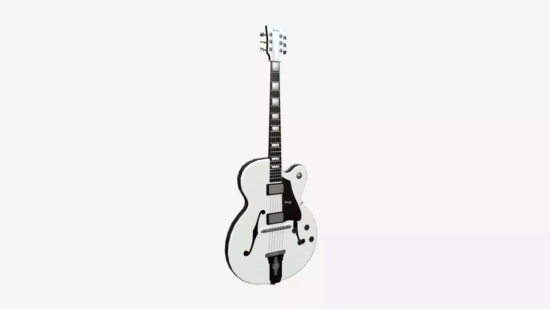 Electric Guitar J02 White - Music Instrument Design Low-poly 3D model_0