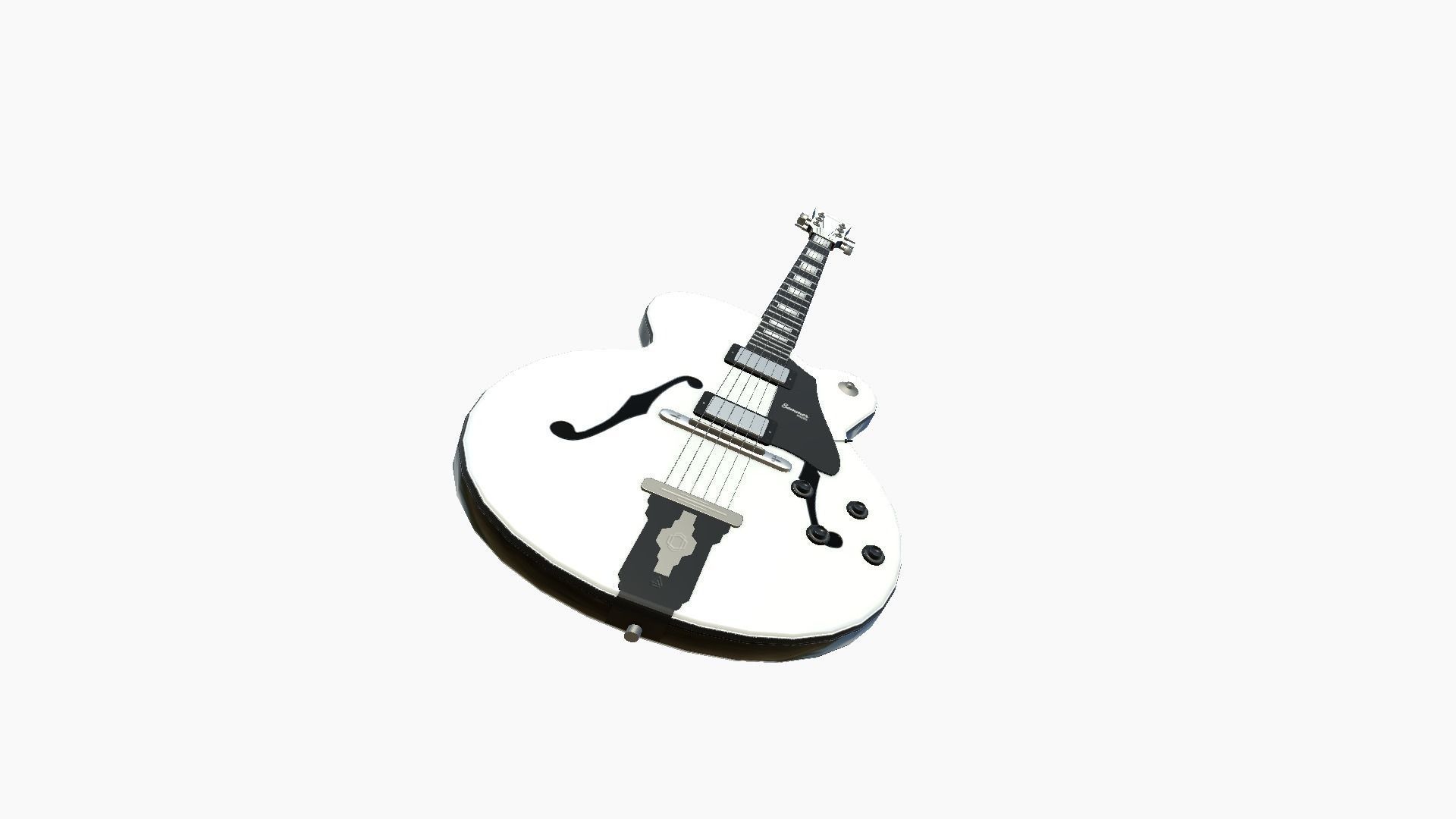 Electric Guitar J02 White - Music Instrument Design Low-poly 3D model_2
