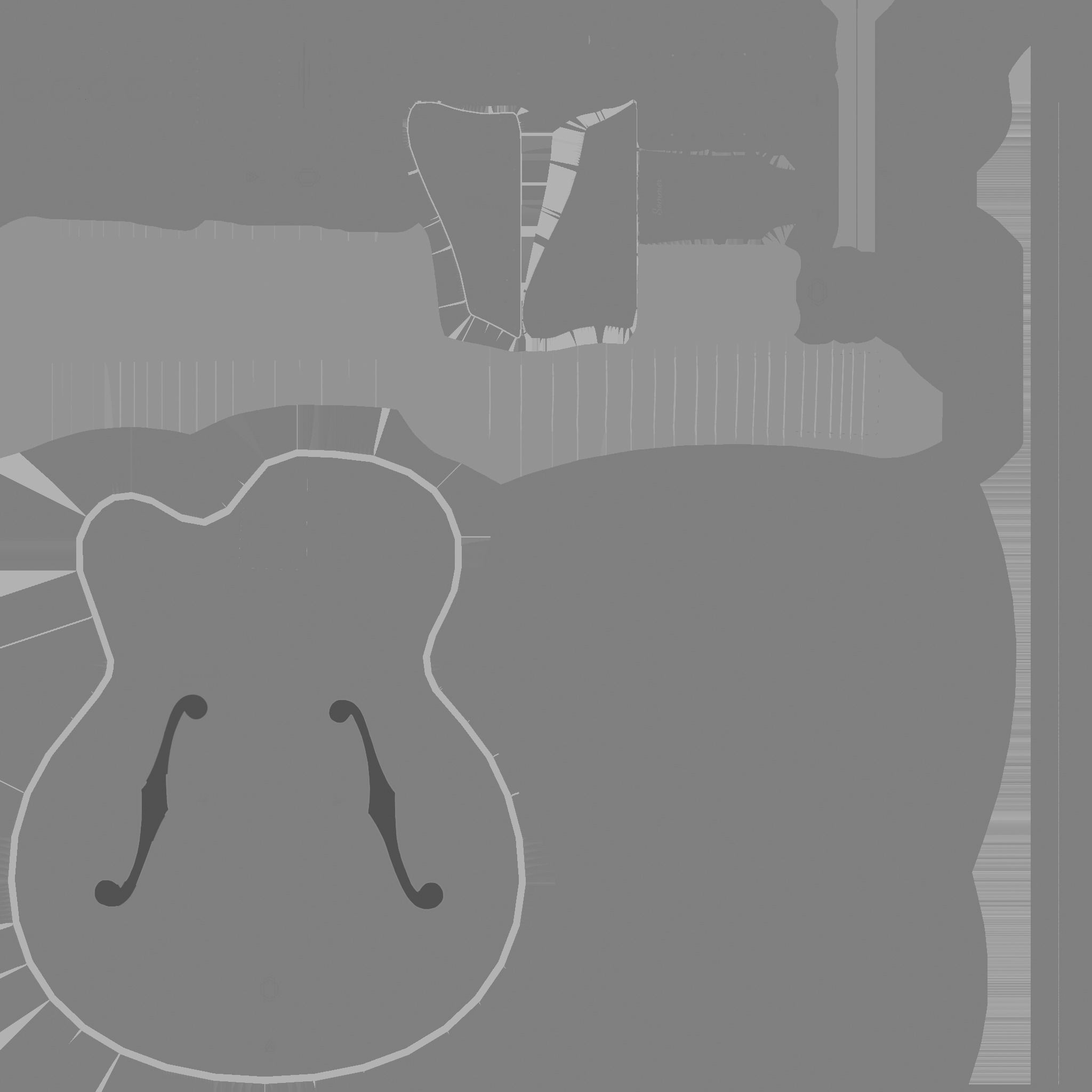 Electric Guitar J02 White - Music Instrument Design Low-poly 3D model_21