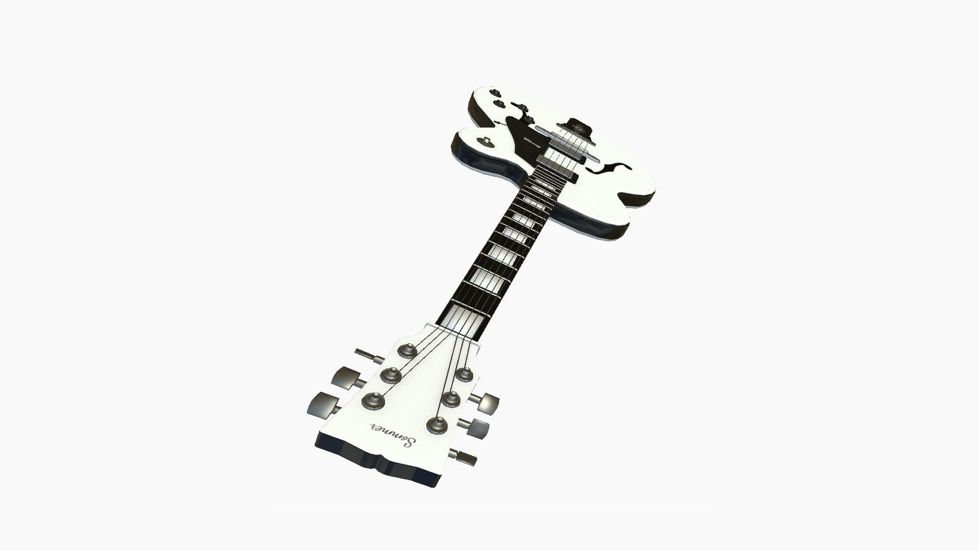 Electric Guitar J02 White - Music Instrument Design Low-poly 3D model_3