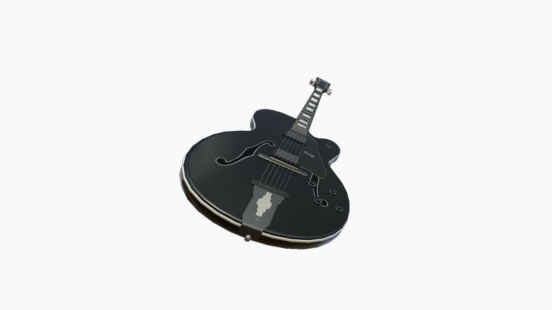 Electric Guitar J03 Black - Music Instrument Design Low-poly 3D model_2