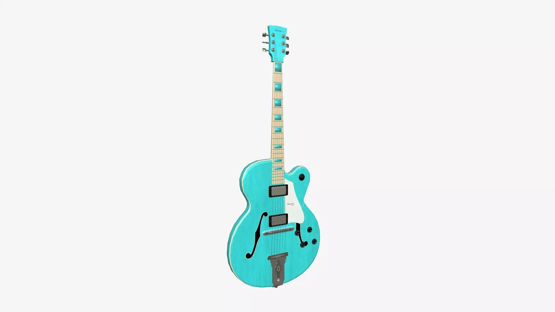 Electric Guitar J04 Light Blue - Music Instrument Design Low-poly 3D model_0