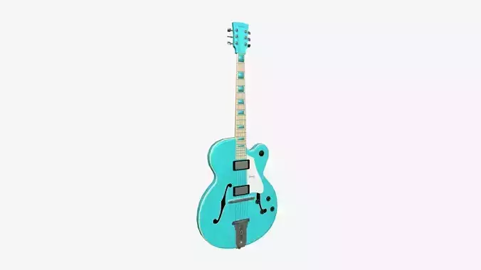 Electric Guitar J04 Light Blue - Music Instrument Design Low-poly 3D model