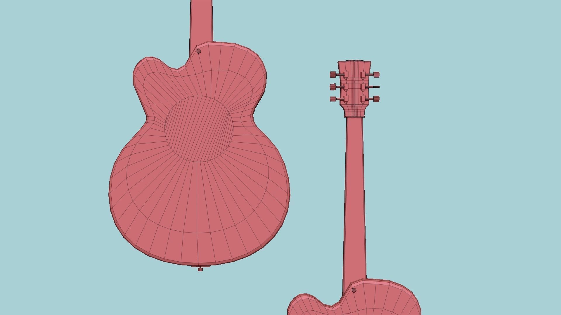 Electric Guitar J04 Light Blue - Music Instrument Design Low-poly 3D model_18