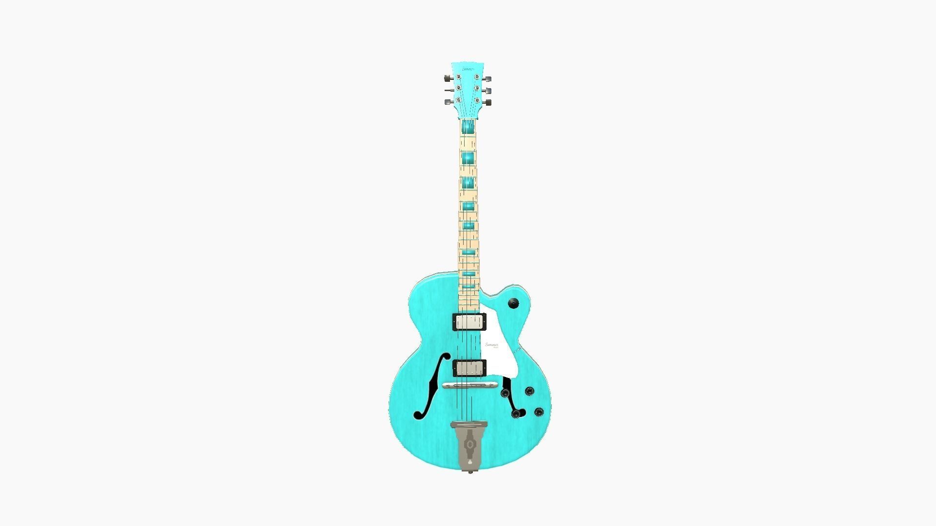 Electric Guitar J04 Light Blue - Music Instrument Design Low-poly 3D model_1