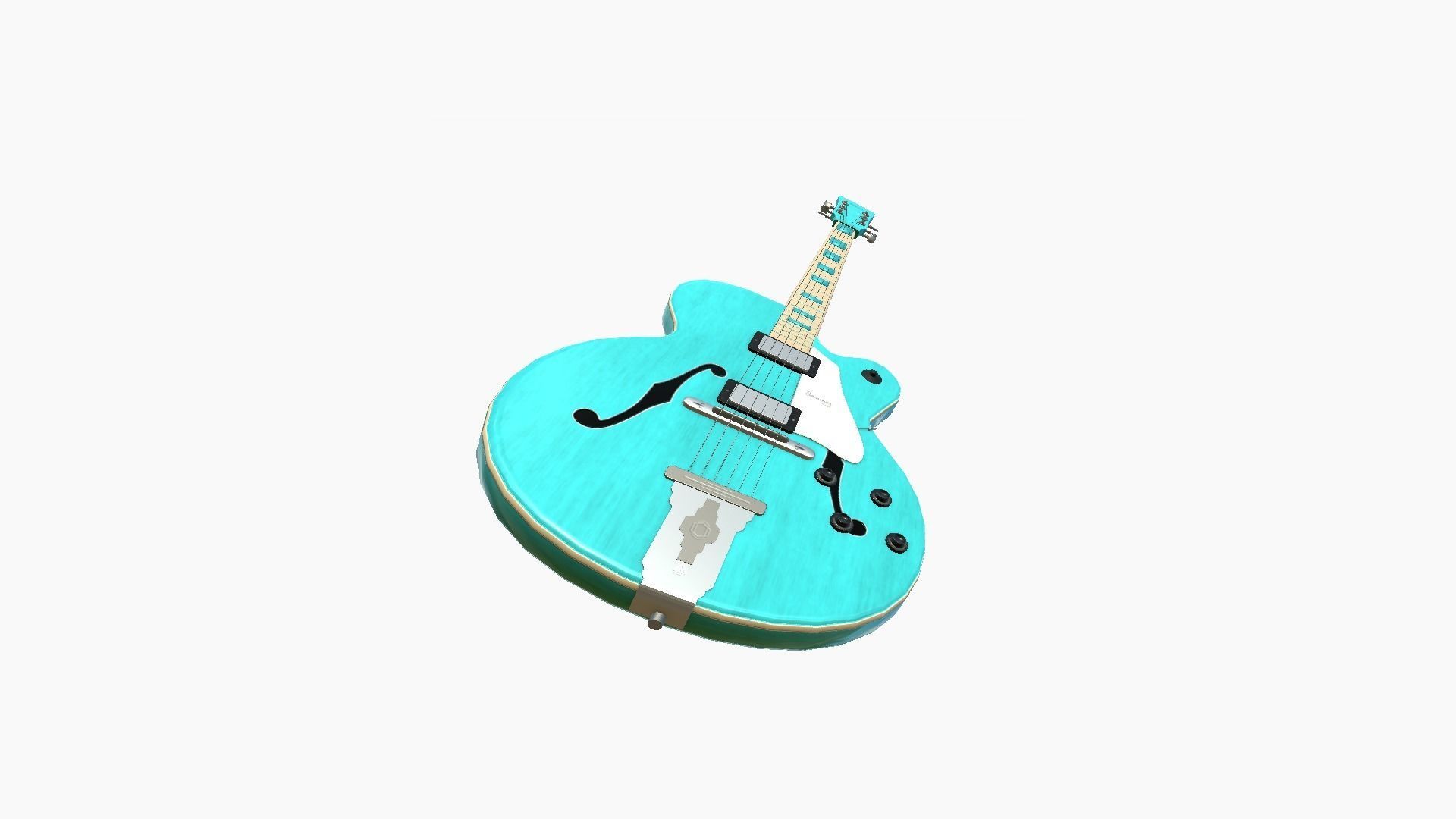 Electric Guitar J04 Light Blue - Music Instrument Design Low-poly 3D model_2