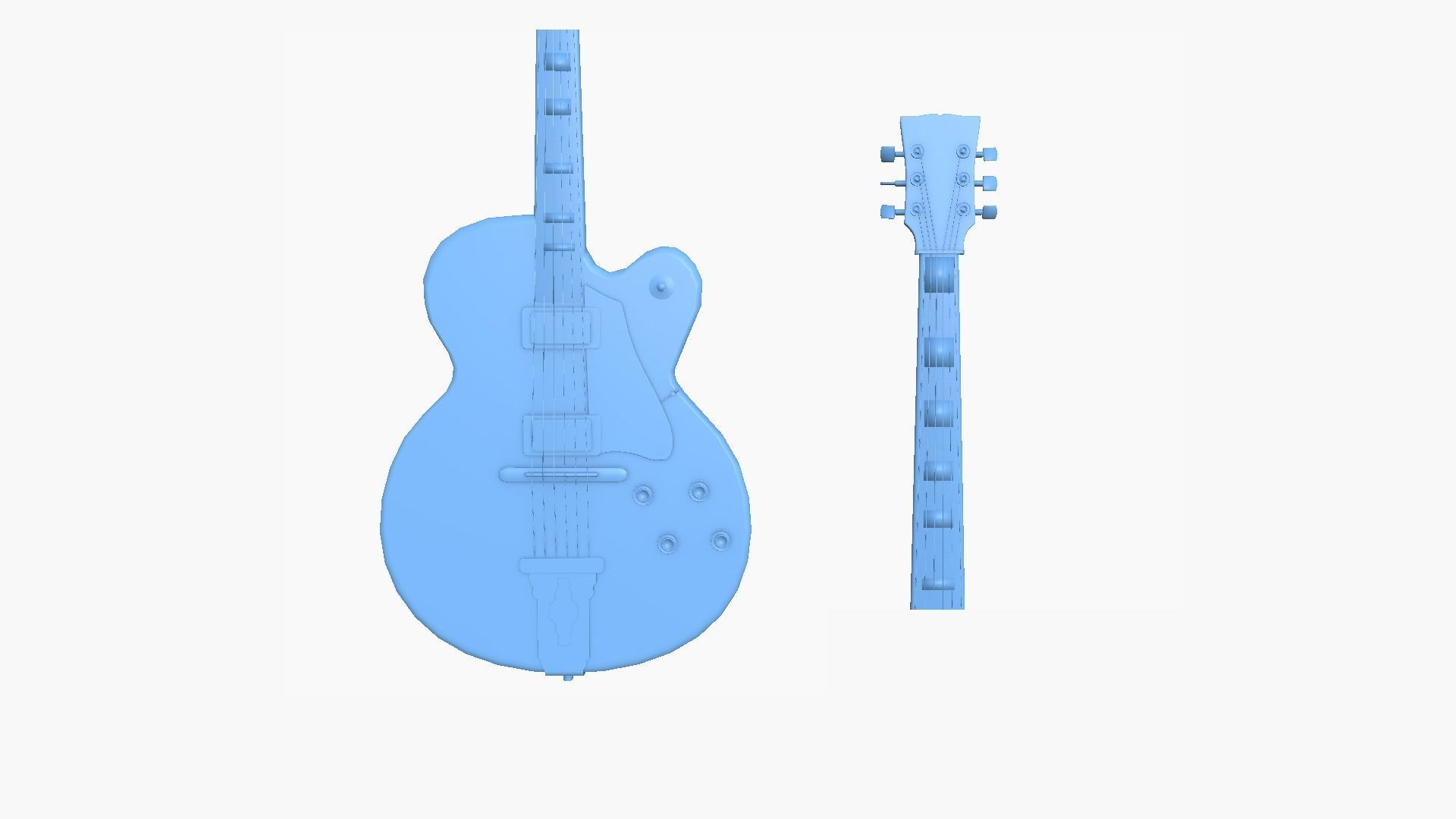 Electric Guitar J04 Light Blue - Music Instrument Design Low-poly 3D model_12