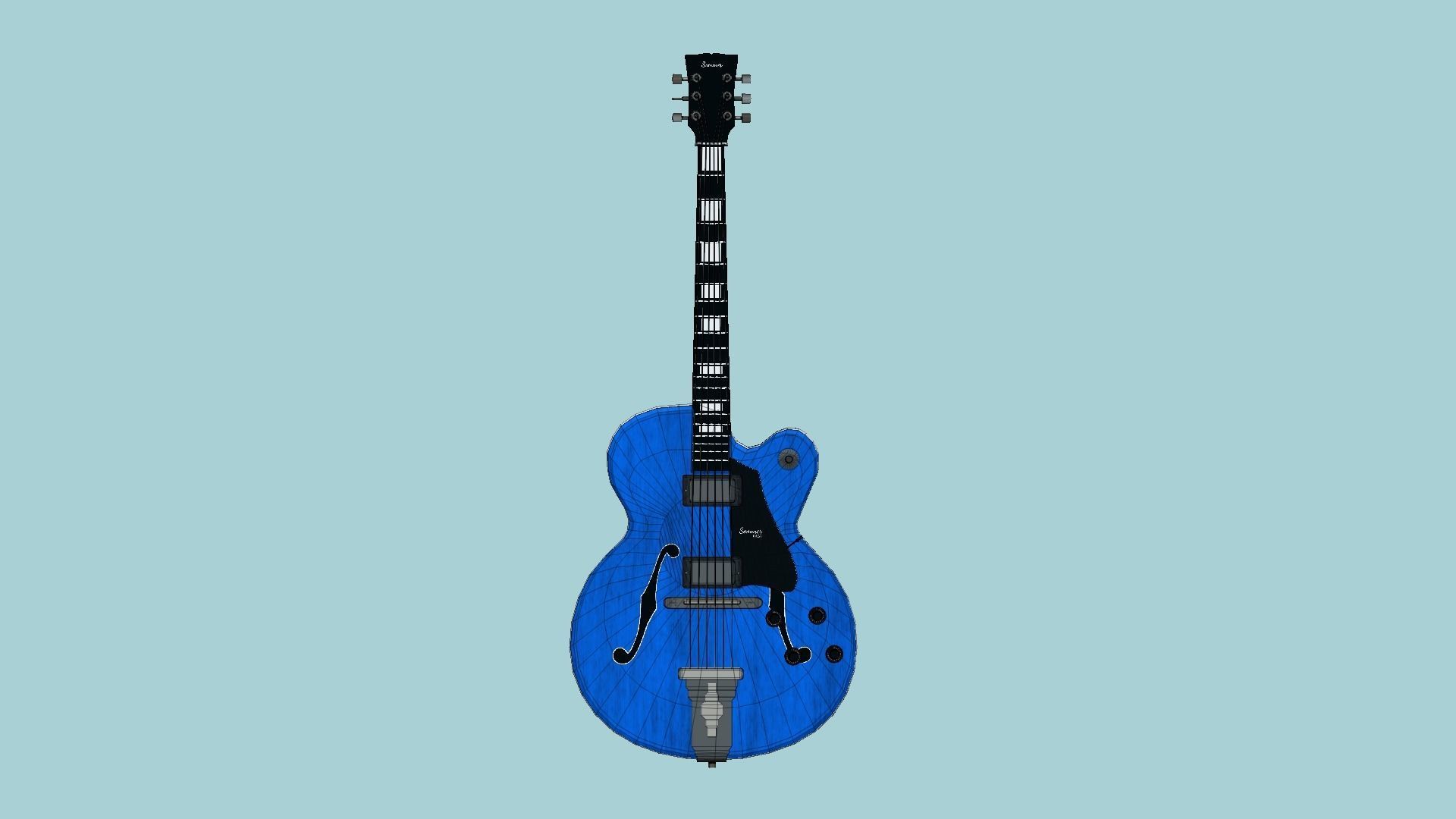 Electric Guitar J05 Dark Blue - Music Instrument Design Low-poly 3D model_6