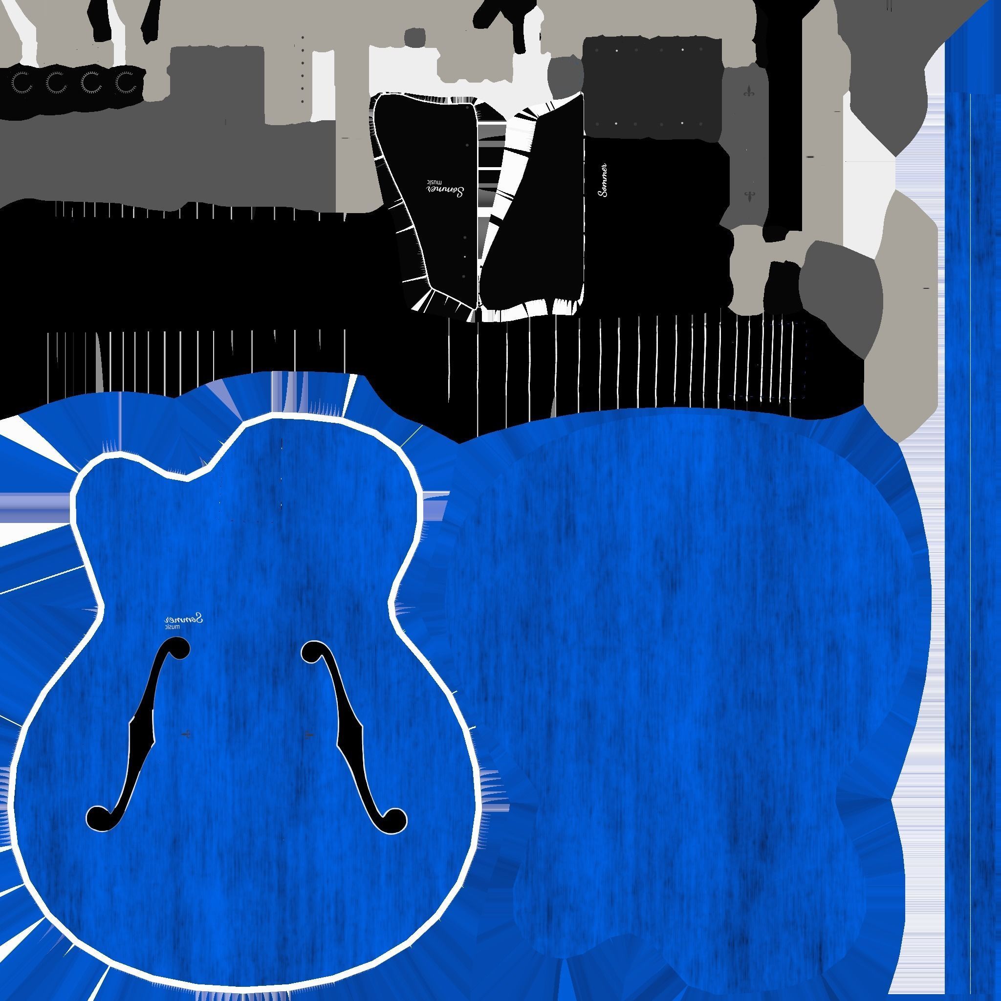 Electric Guitar J05 Dark Blue - Music Instrument Design Low-poly 3D model_20