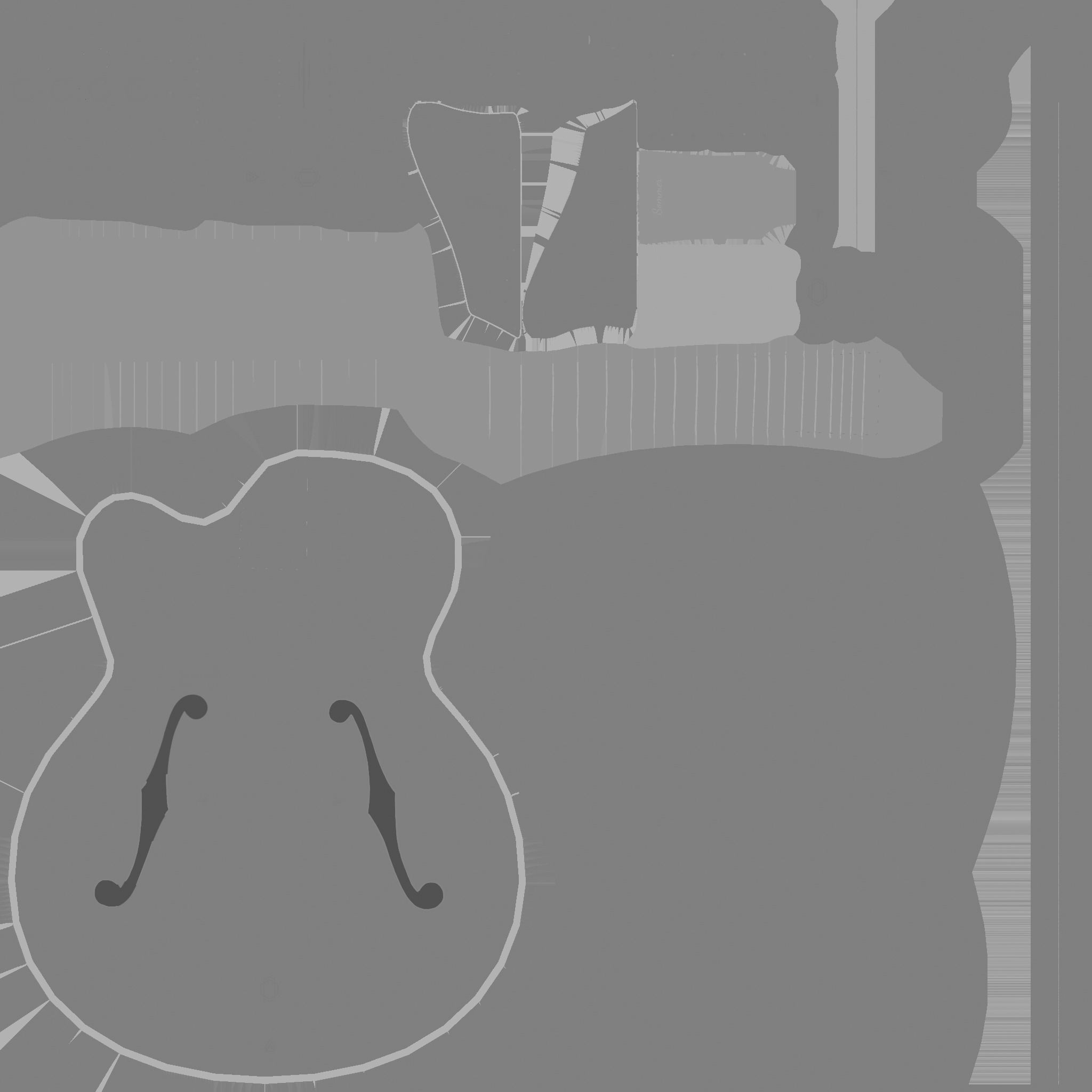 Electric Guitar J05 Dark Blue - Music Instrument Design Low-poly 3D model_21