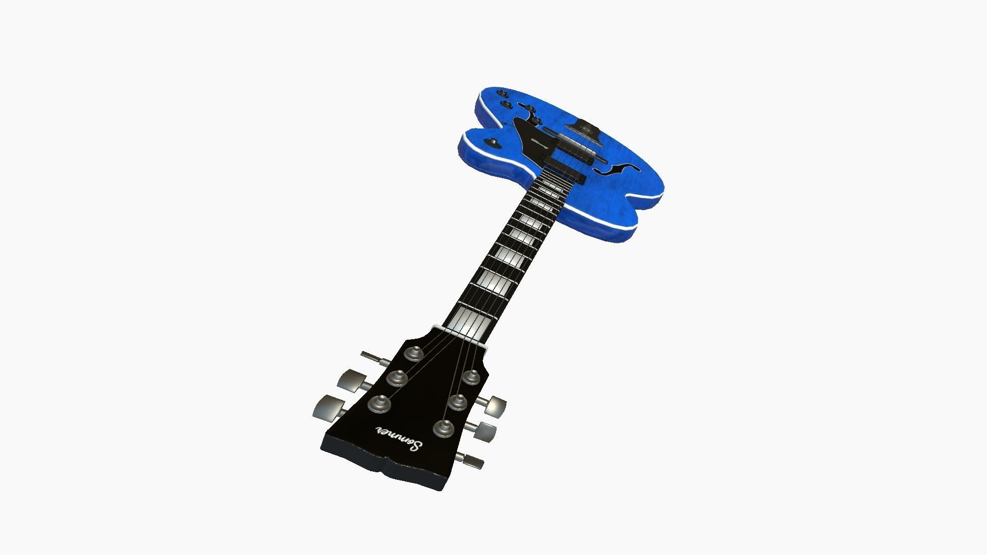 Electric Guitar J05 Dark Blue - Music Instrument Design Low-poly 3D model_3