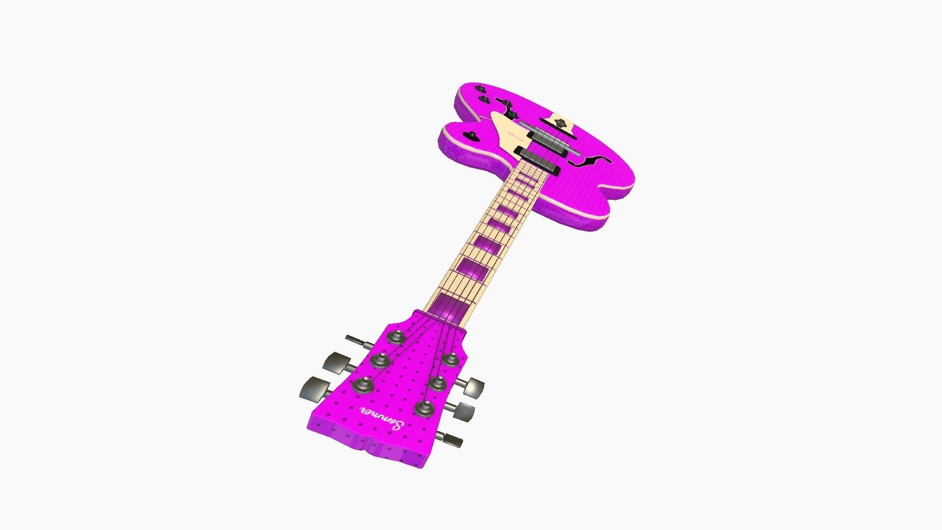 Electric Guitar J06 Pink - Music Instrument Design Low-poly 3D model_3