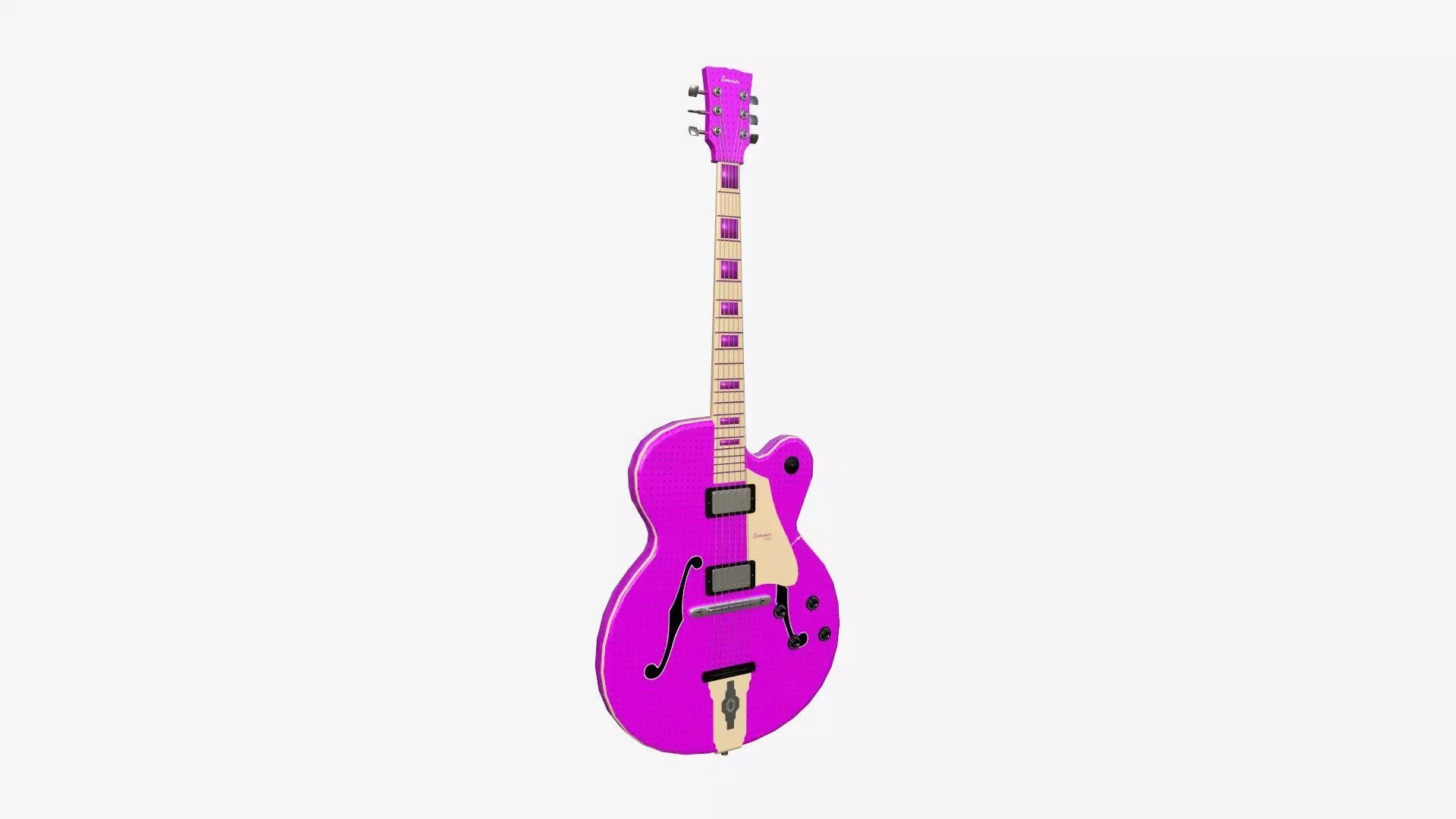 Electric Guitar J06 Pink - Music Instrument Design Low-poly 3D model_0