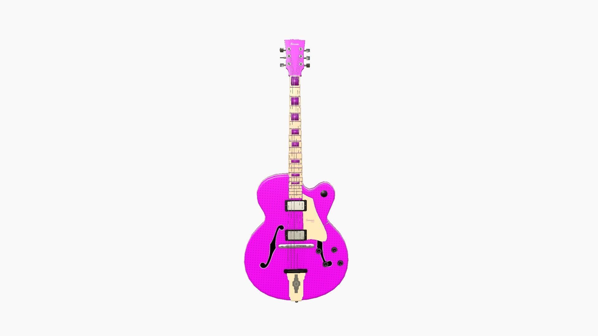 Electric Guitar J06 Pink - Music Instrument Design Low-poly 3D model_1