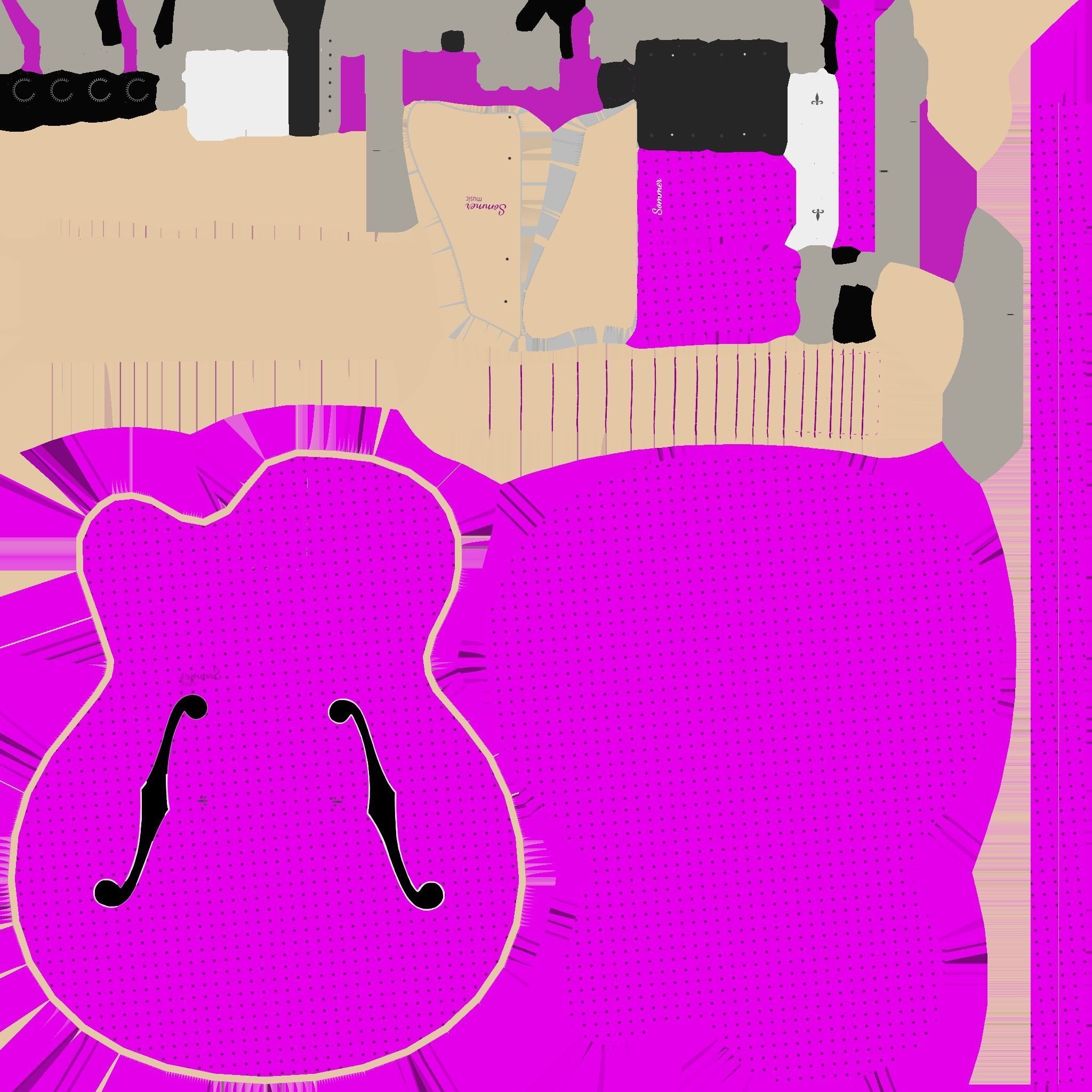 Electric Guitar J06 Pink - Music Instrument Design Low-poly 3D model_20