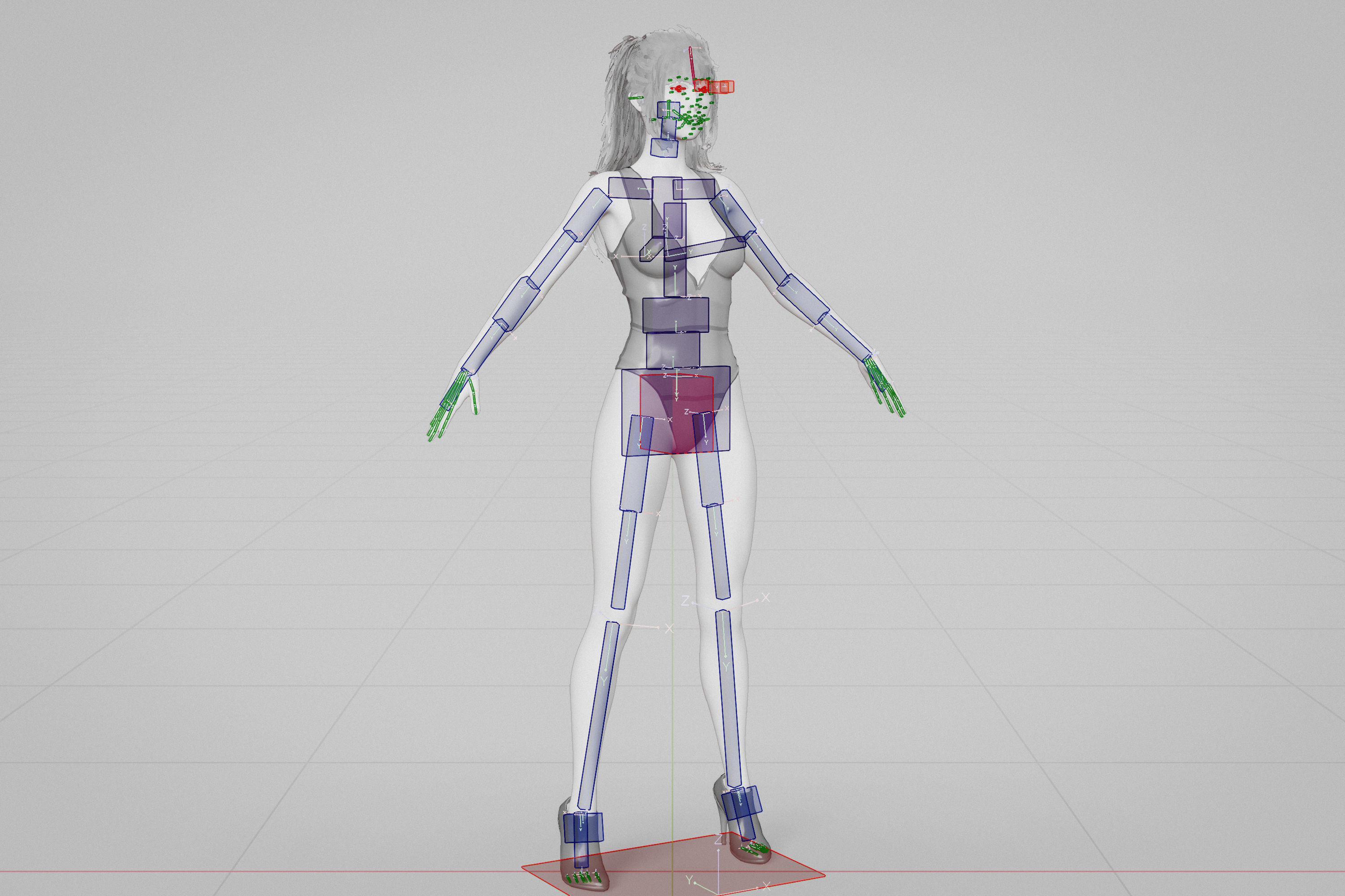 Long Haired Asian Brunette Woman Wearing Leather Suit 3D model_9