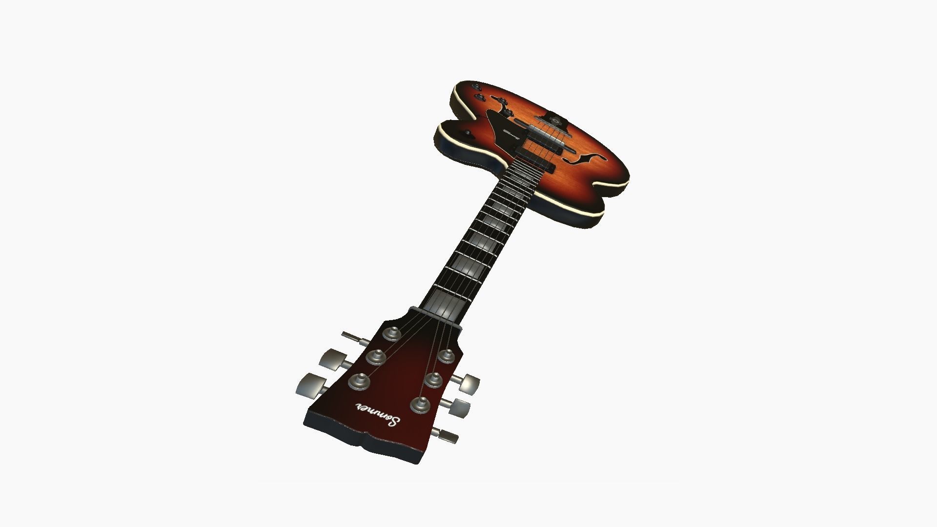 Electric Guitar J07 Dark Wood - Music Instrument Design Low-poly 3D model_3