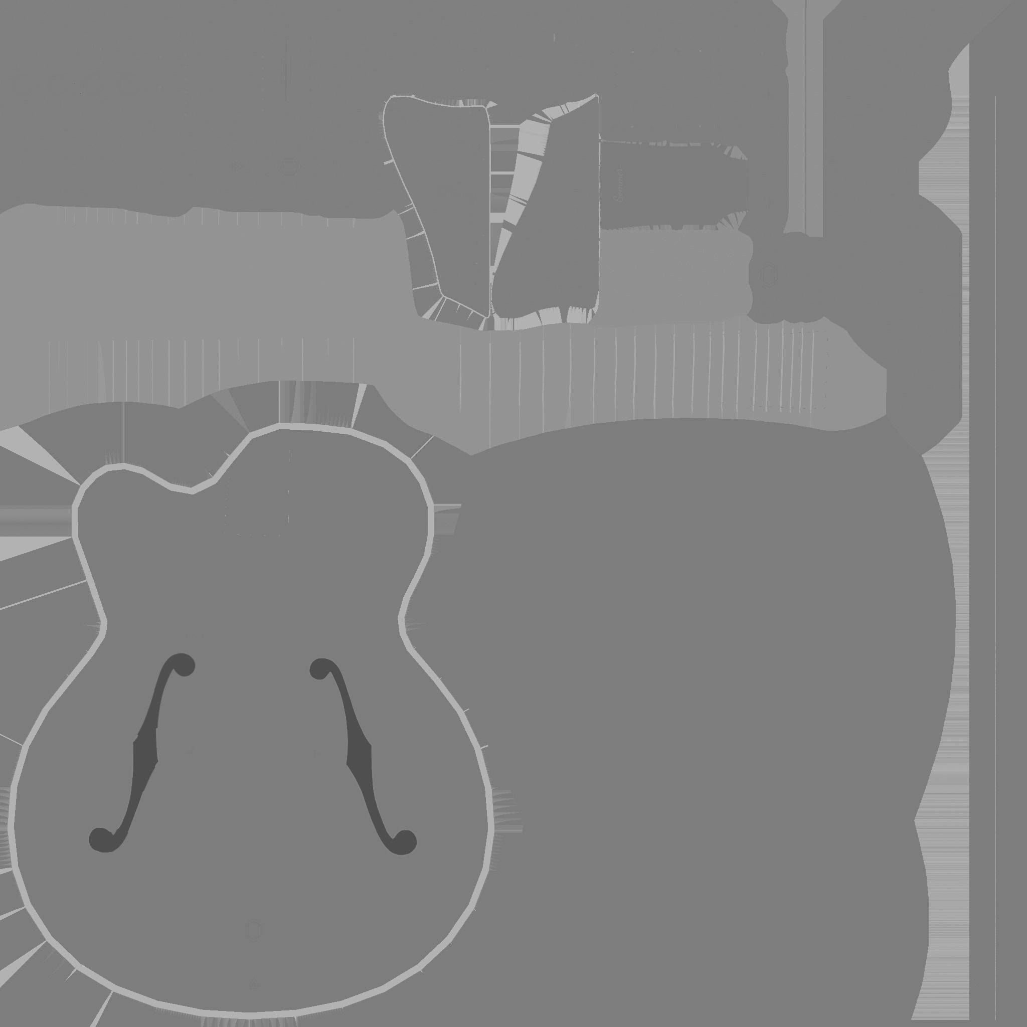 Electric Guitar J07 Dark Wood - Music Instrument Design Low-poly 3D model_21