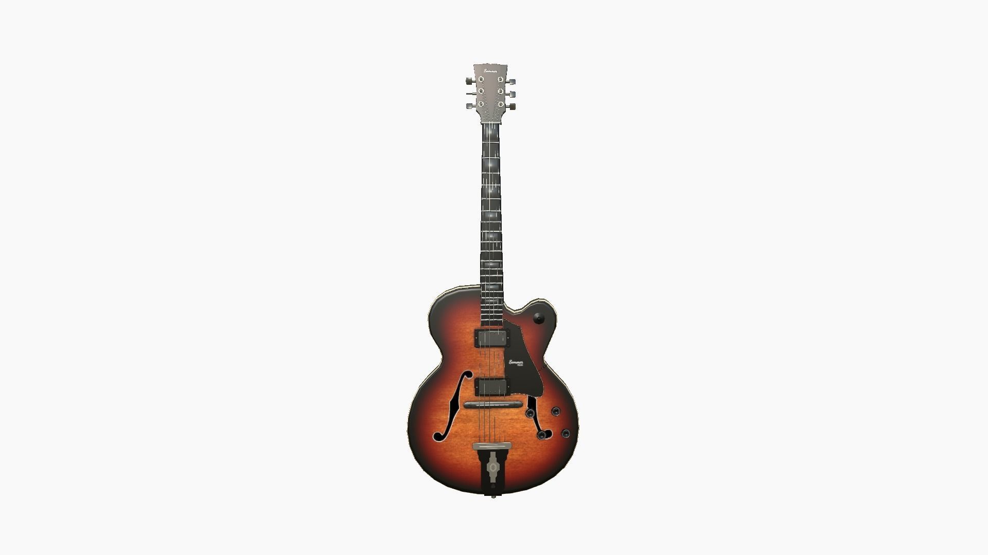 Electric Guitar J07 Dark Wood - Music Instrument Design Low-poly 3D model_1