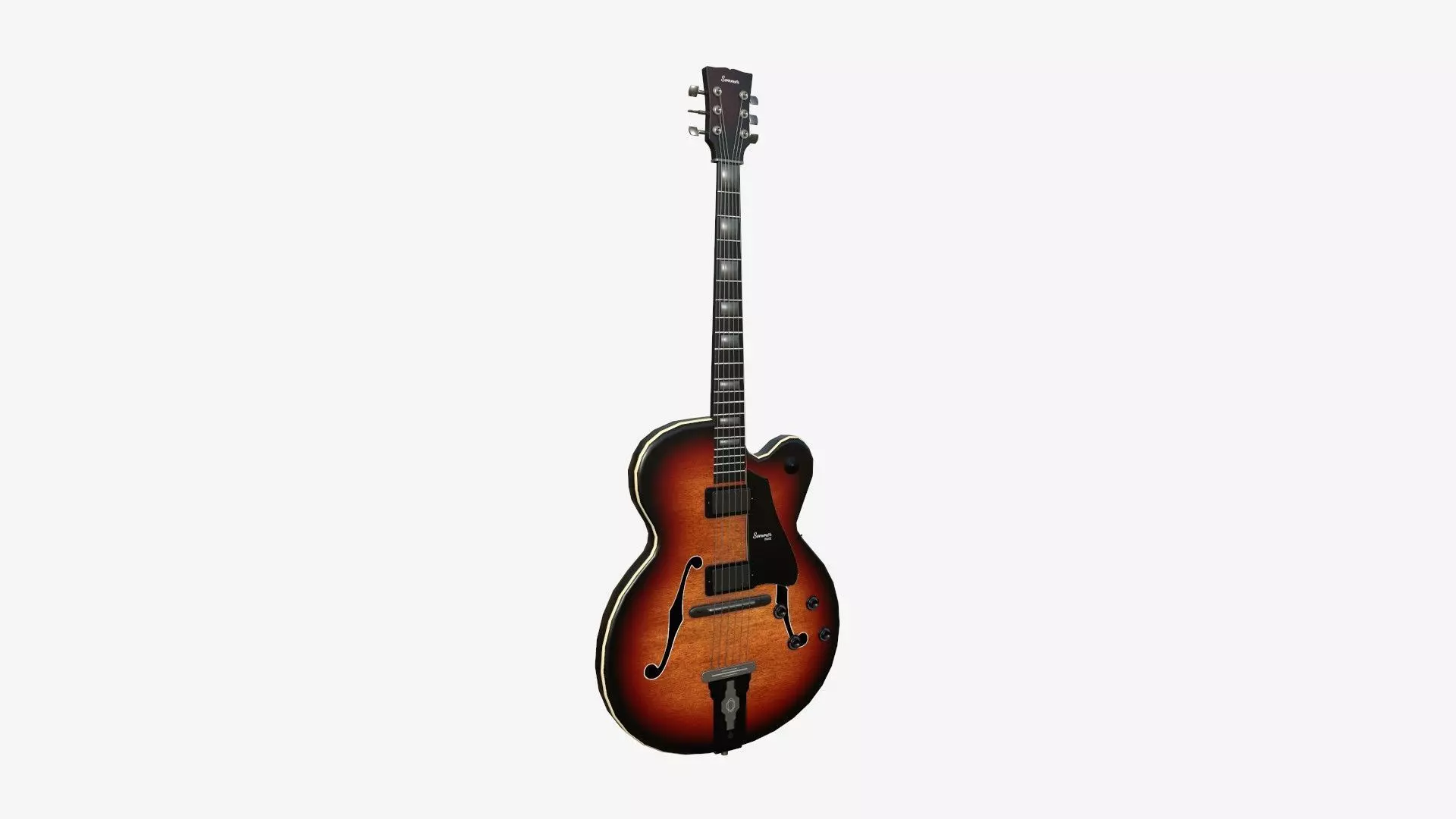 Electric Guitar J07 Dark Wood - Music Instrument Design Low-poly 3D model_0