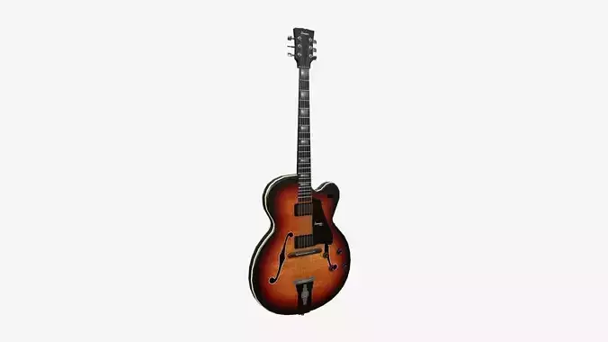 Electric Guitar J07 Dark Wood - Music Instrument Design Low-poly 3D model