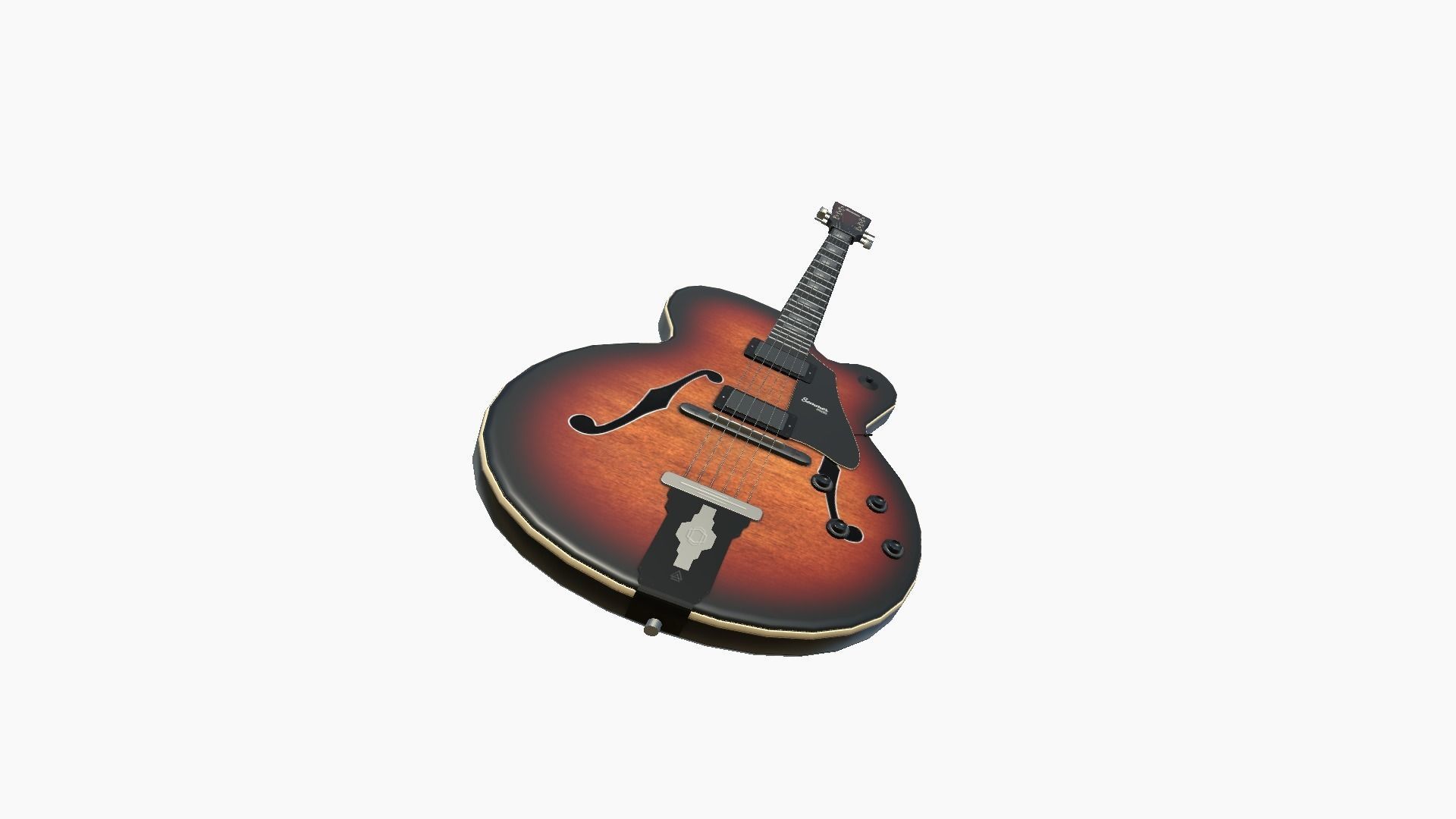 Electric Guitar J07 Dark Wood - Music Instrument Design Low-poly 3D model_2