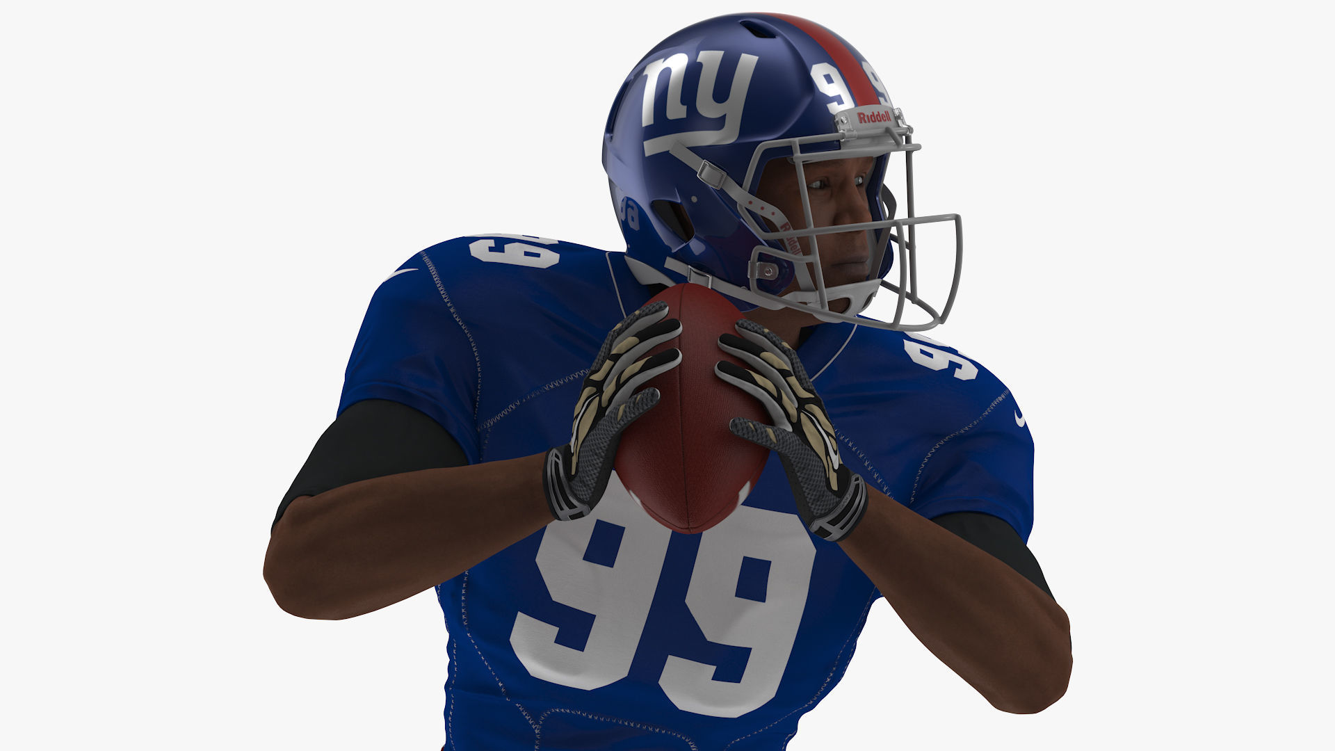 New York Giants American Football Player Running The Ball Fur 3D model_10