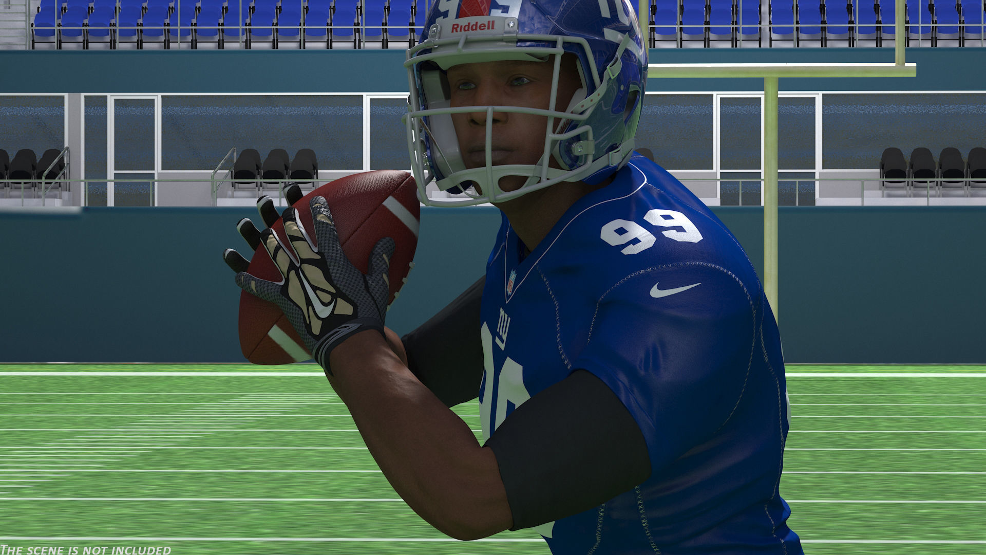 New York Giants American Football Player Running The Ball Fur 3D model_2
