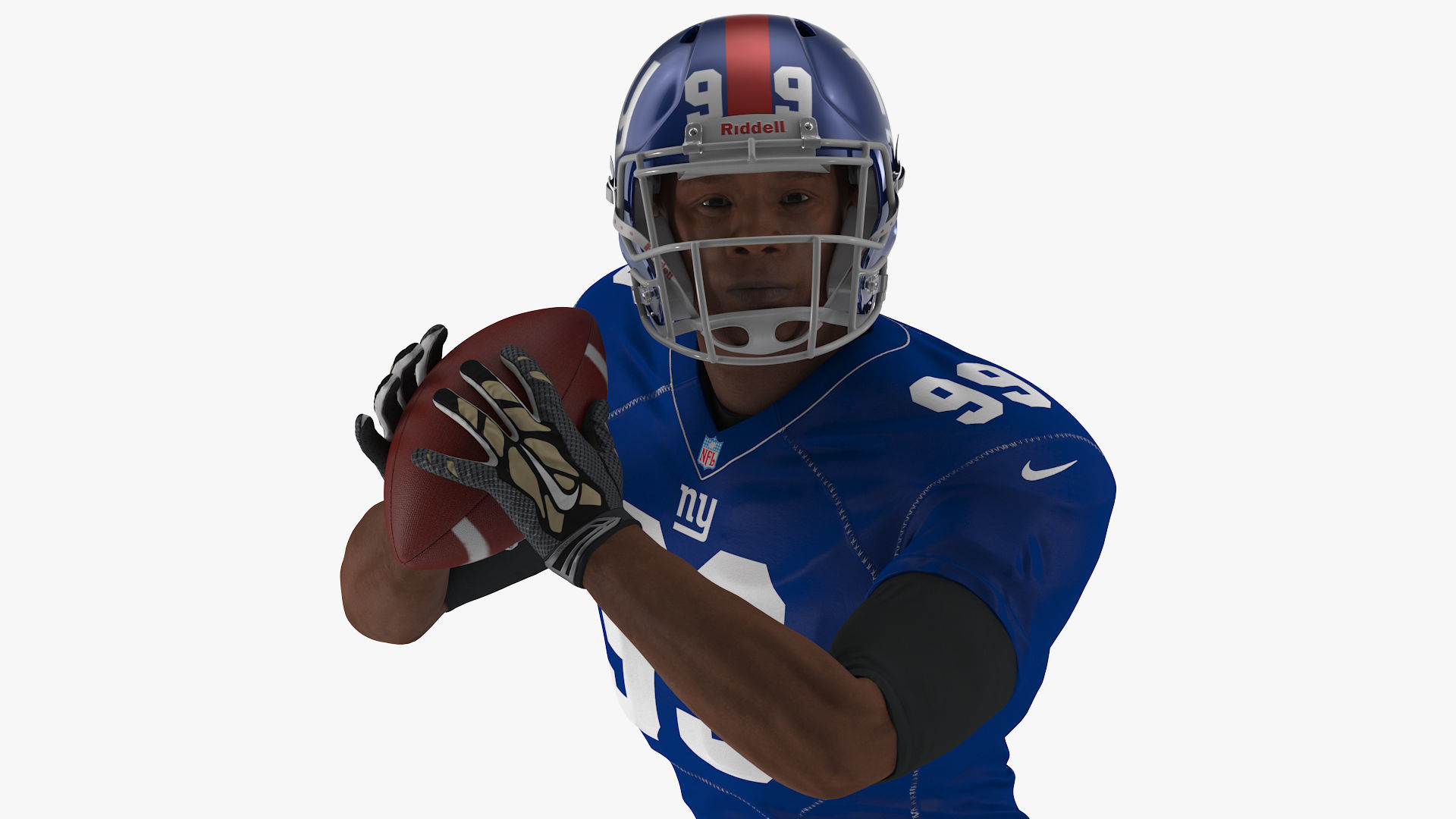 New York Giants American Football Player Running The Ball Fur 3D model_9