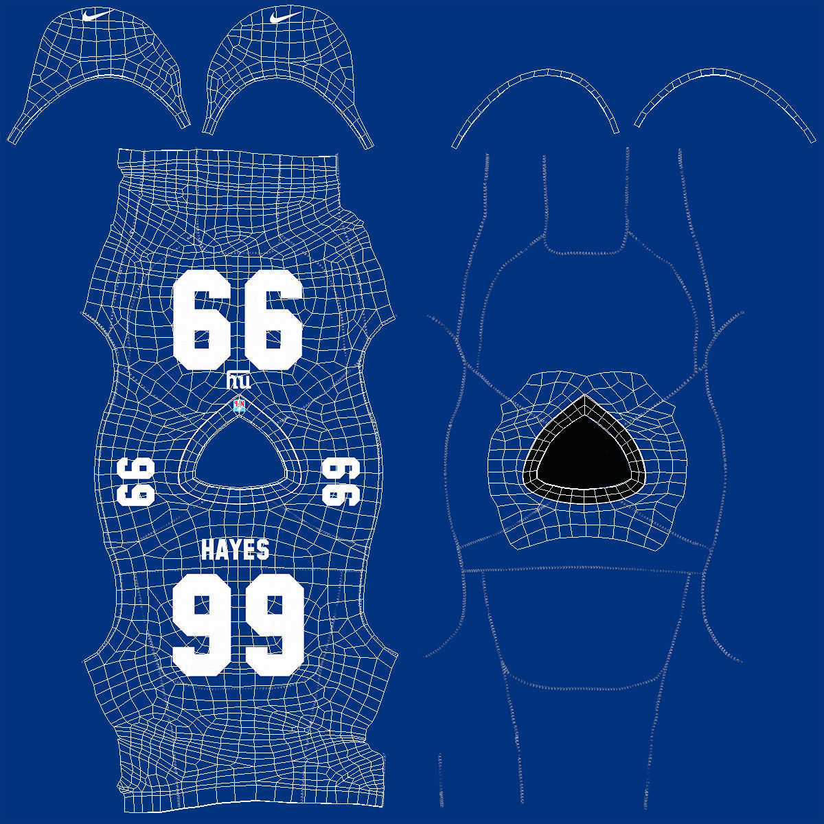 New York Giants American Football Player Running The Ball Fur 3D model_17