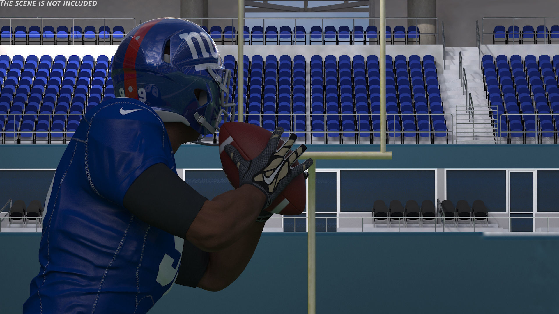 New York Giants American Football Player Running The Ball Fur 3D model_3