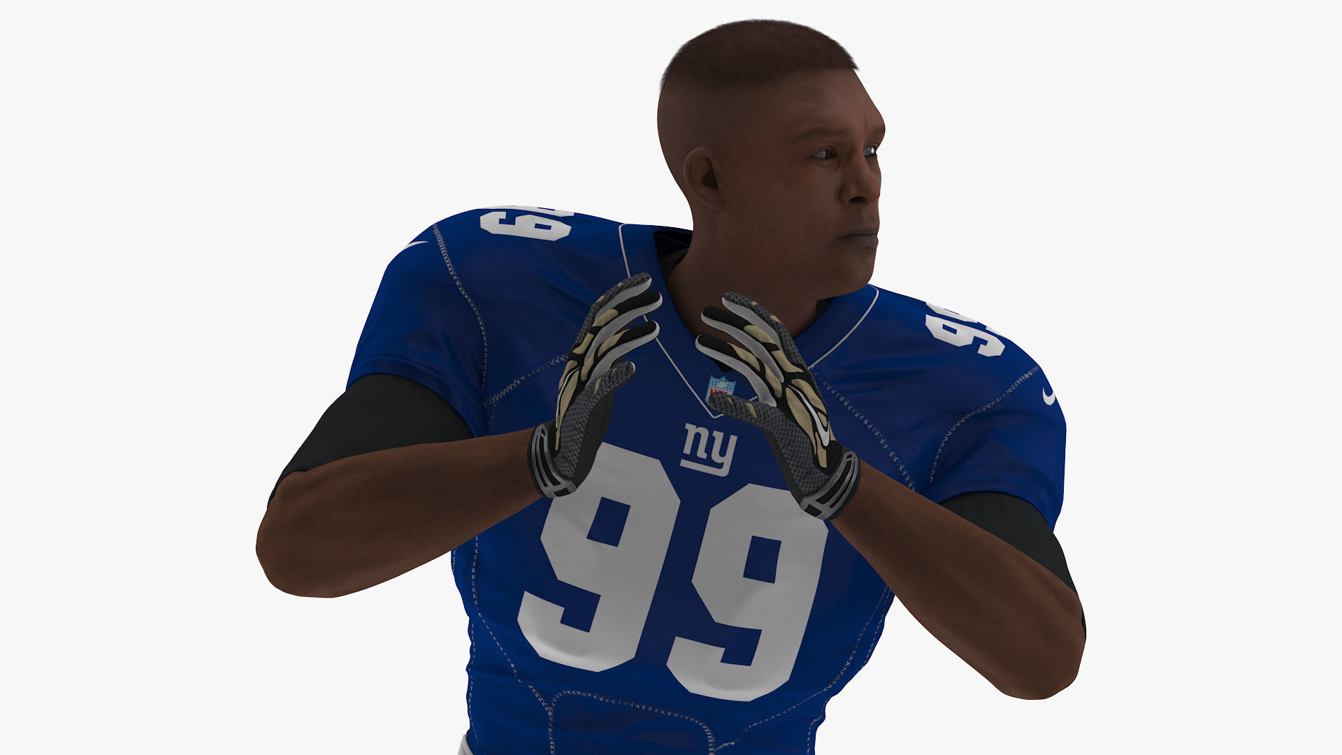 New York Giants American Football Player Running The Ball Fur 3D model_11