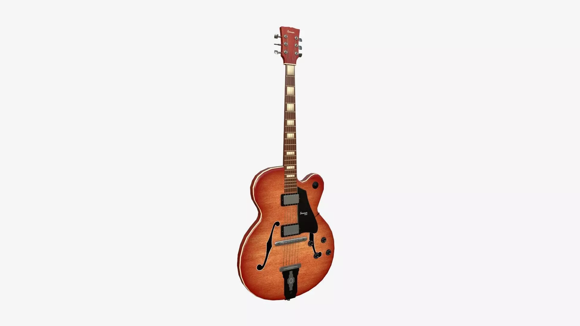 Electric Guitar J08 Red Wood - Music Instrument Design Low-poly 3D model_0
