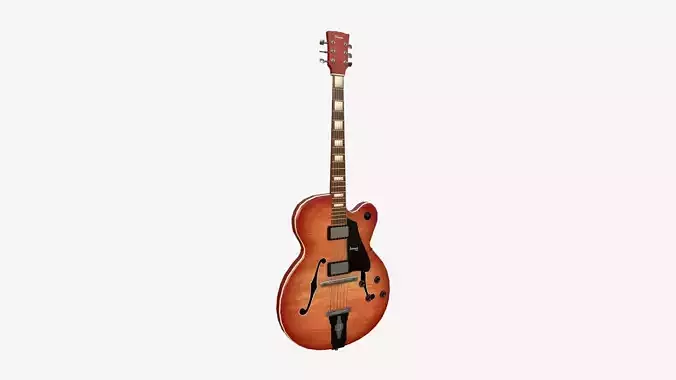 Electric Guitar J08 Red Wood - Music Instrument Design Low-poly 3D model
